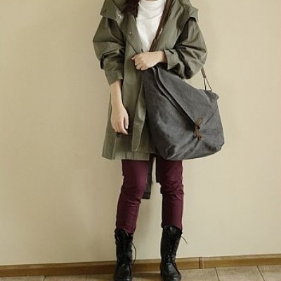 KA13 TRIAN VINTAGE™ Sac bandoulière femme en coton et cuir véritable. Sac de Corps Croisé. Fait main. 3 couleurs 